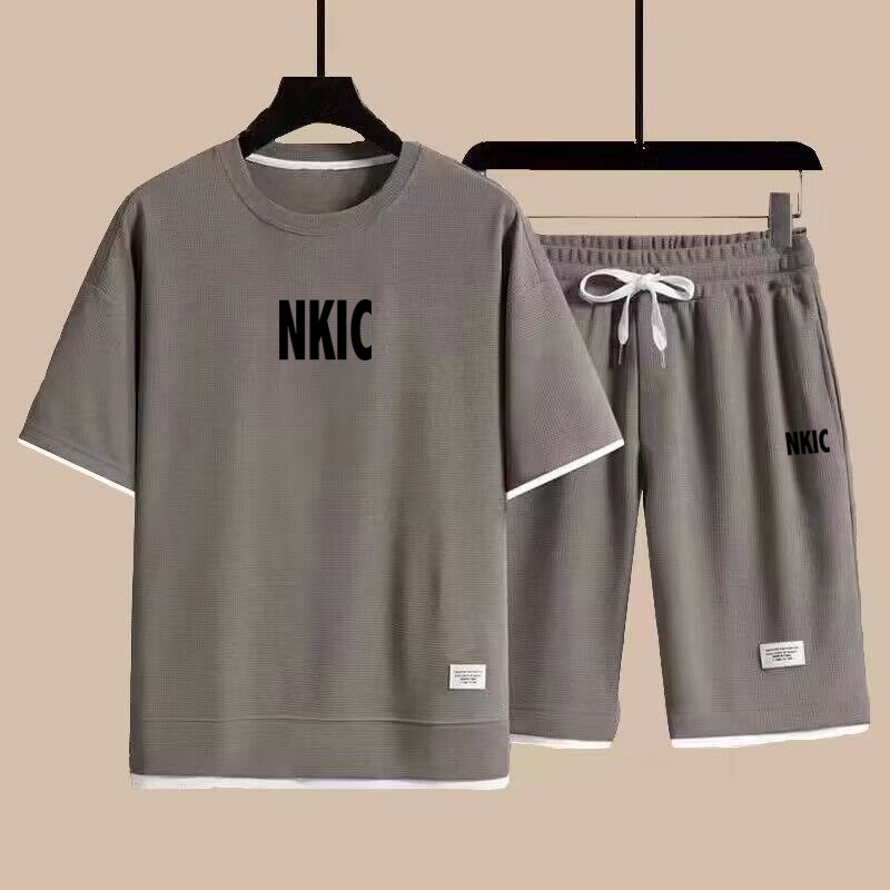 Men's Summer Brand Tracksuit Fashion Short Sleeve Sportswear Black T Shirts Shorts 2 PC Sets Men Casual Sports Suits Male Clothing Plus Size M-3XL