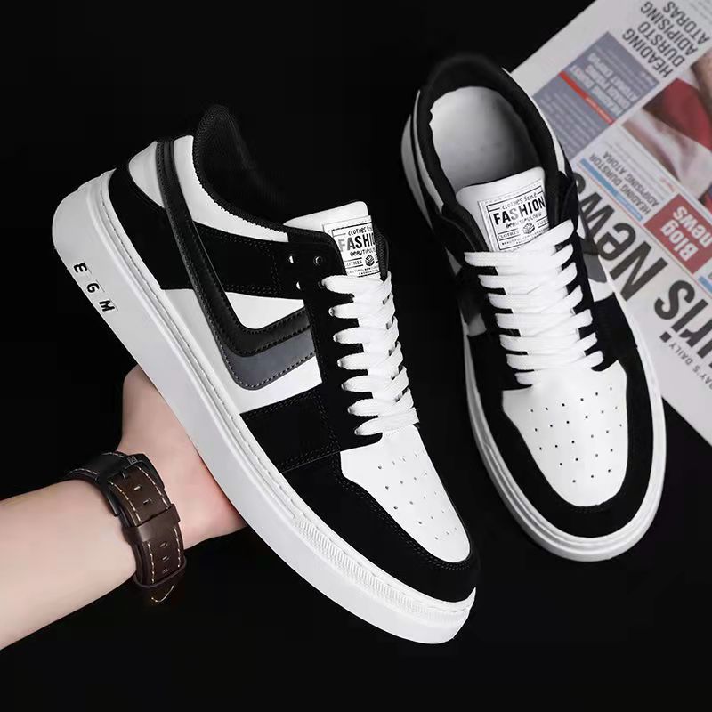 hot Casual Flat Shoes - Stylish Mens Canvas Lace Up Shoes, Color Blocked Fashion Sneakers, Versatile Lightweight Design for Spring/Summer