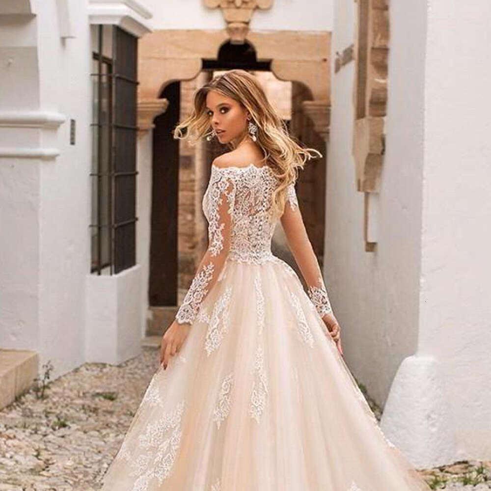 Champagne Mermaid Dresses 2023 Modern Detachable Train With Long Sleeve Jacket Appliques Wedding Gown Vestidos De Novia