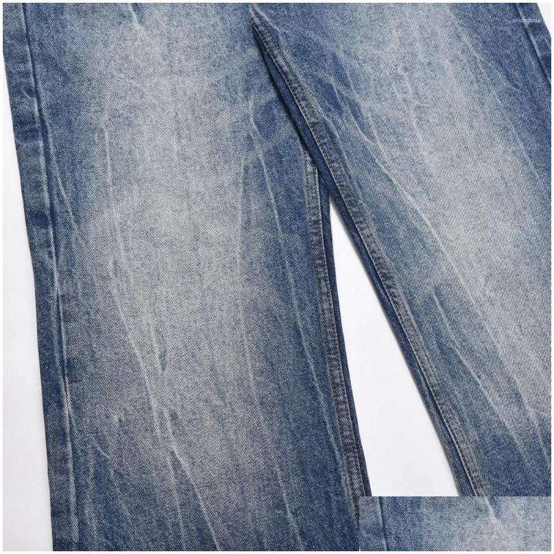 Mens Jeans Baggy Y2K Streetwear Blue Trousers Loose Straight Leg Vintage Died Casual Fashion Street Wide Denim Pants Drop Delivery App Dh2Hy
