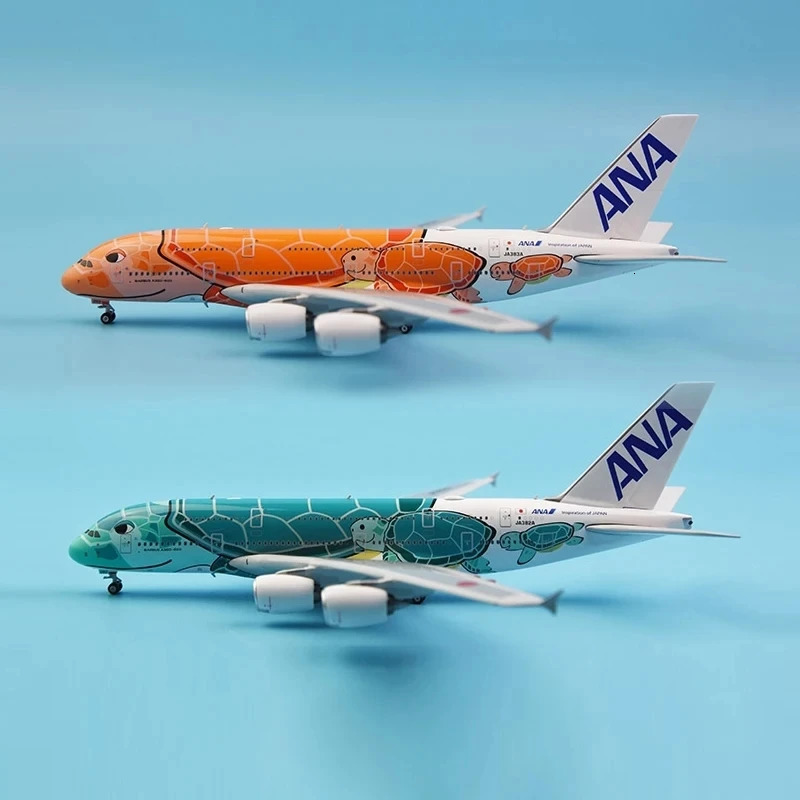 20cm alloy metal Japan Airlines ANA Airbus A380 cartoon turtle airplane model airplane model painting airplane toy 240716