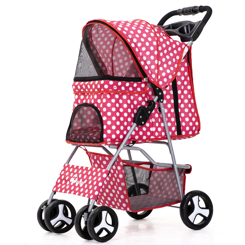 Foldable Pet Products 4 Wheel Small Pet Stroller with Window for Cat/Pet