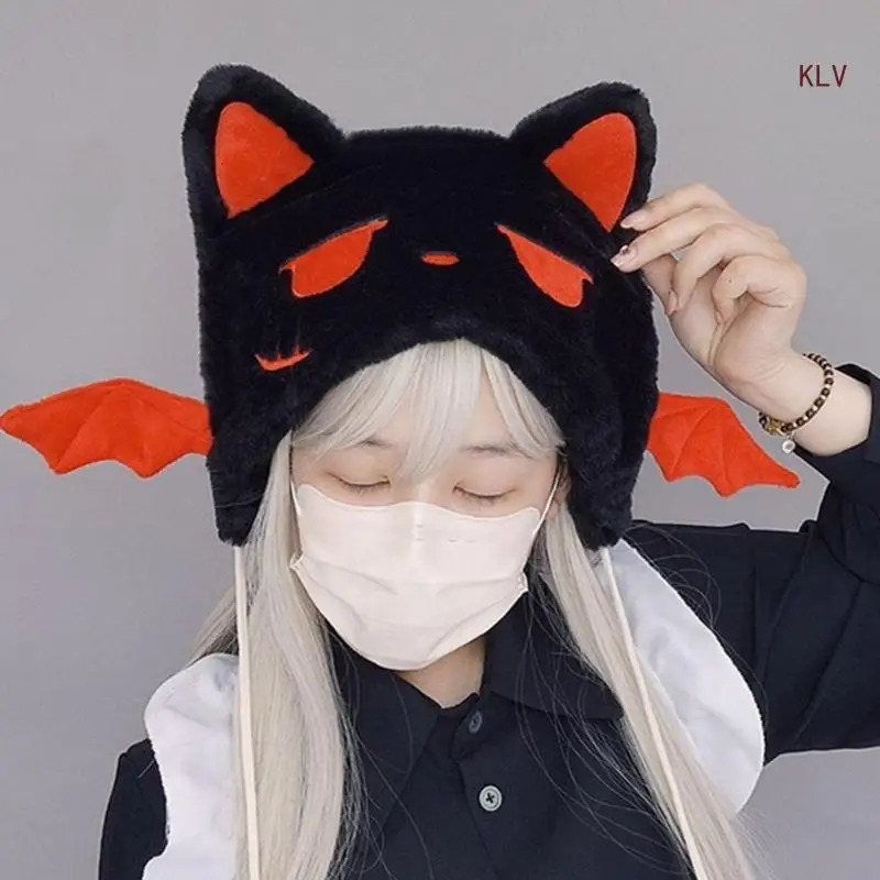 Girls Kitten Hat Y2K Furry Ears Hat Furry Kitten Head Gifts Warm Winter Hat Adult Children Furry Head Winter Po Props 240712
