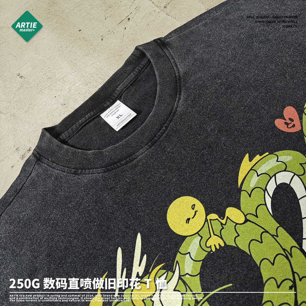 Men Tops New Merchandise Spring High Street Loose Versatile Harajuku Print Vintage O-neck Crop Tops Sports Fitness Round Neck Backless Man Woman Tees 
