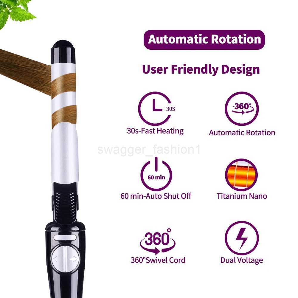 Clipped Curling Iron 1 Inch Professional Hair Curler 25MM Rotating Curling Wand Ceramic Curling Irons Hair Waving Style ToolB240719