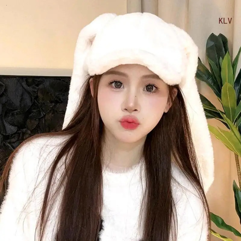 Holiday Winter Windproof Baseball Hat Breathable Visors Hat with Rabbits Ears Casual Hiphop Cycling Hat for Girls Teen 240712