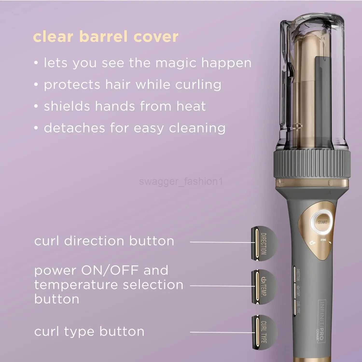 Curl Secret INFINITIPRO Automatic Curling Iron with 1 1/4-inch Barrel - Professional Hair Curler for All Hair Types and Medium tB240719