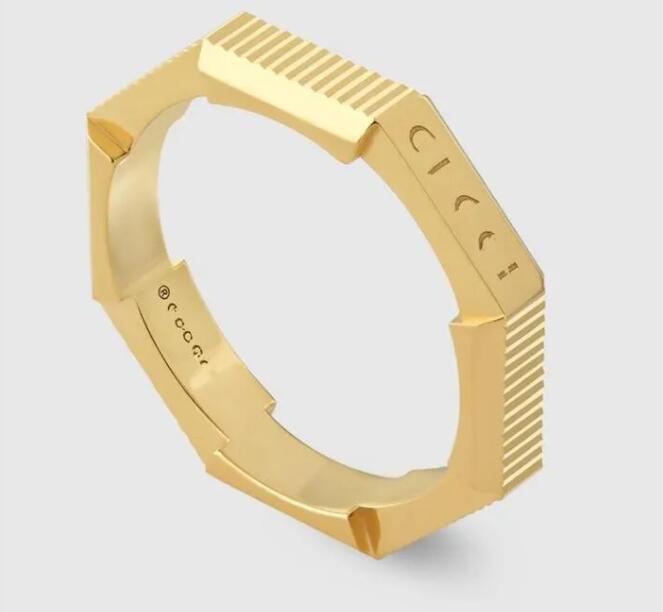 original design branded 6mm thick love Ring 18K Gold Sier Rose Stainl Steel letter logo engrave Rings Women men lovers wedding Jewelry USA big si 54wy#