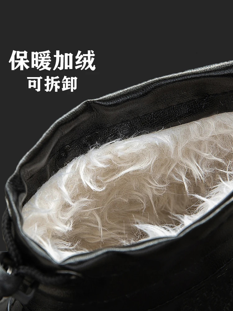 Autumn and winter non-slip rain boots for men warm rain boots velvet waterproof shoes kitchen plastic work shoes fishing shoes 240712
