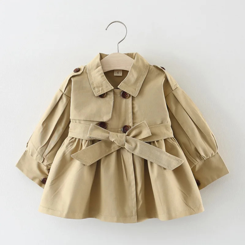 Childrens Clothing Girls Coat Kids Jacket Childrens Spring Autumn Korean Style Cute Long Trench Baby Girls Windbreaker 240711