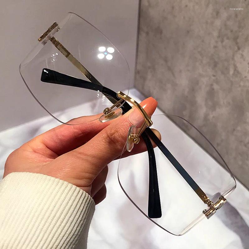 Square Rimless Sunglasses for Women, Fashion Brand, Elegant Gradient Shades, UV400 Protection 4