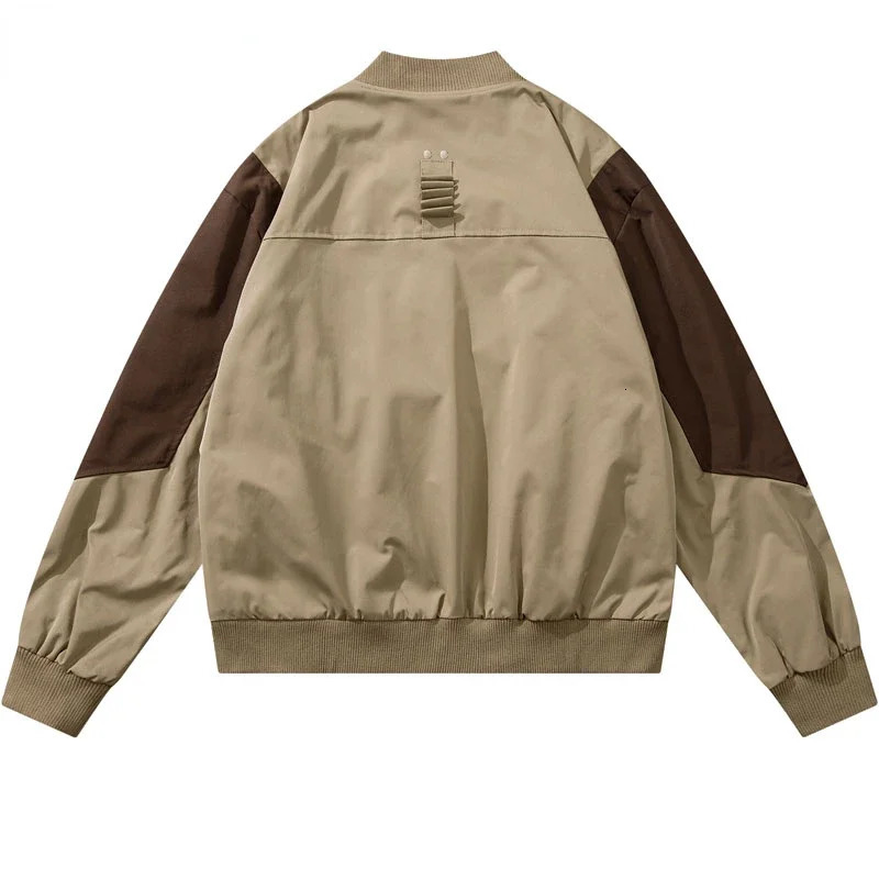 Men Cargo Jackets Y2K Streetwear Vintage Multi Pockets Patchwork Zipper Bomber Baseball Coats Streetwear Harajuku Outdoor 240717