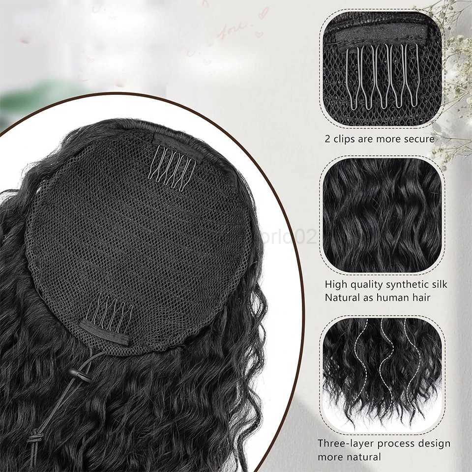 Sylhair Drawstring Ponytail Extension for Black Women 24 inch synthetic long curly ponytail for daily use with fluffy hairX240719