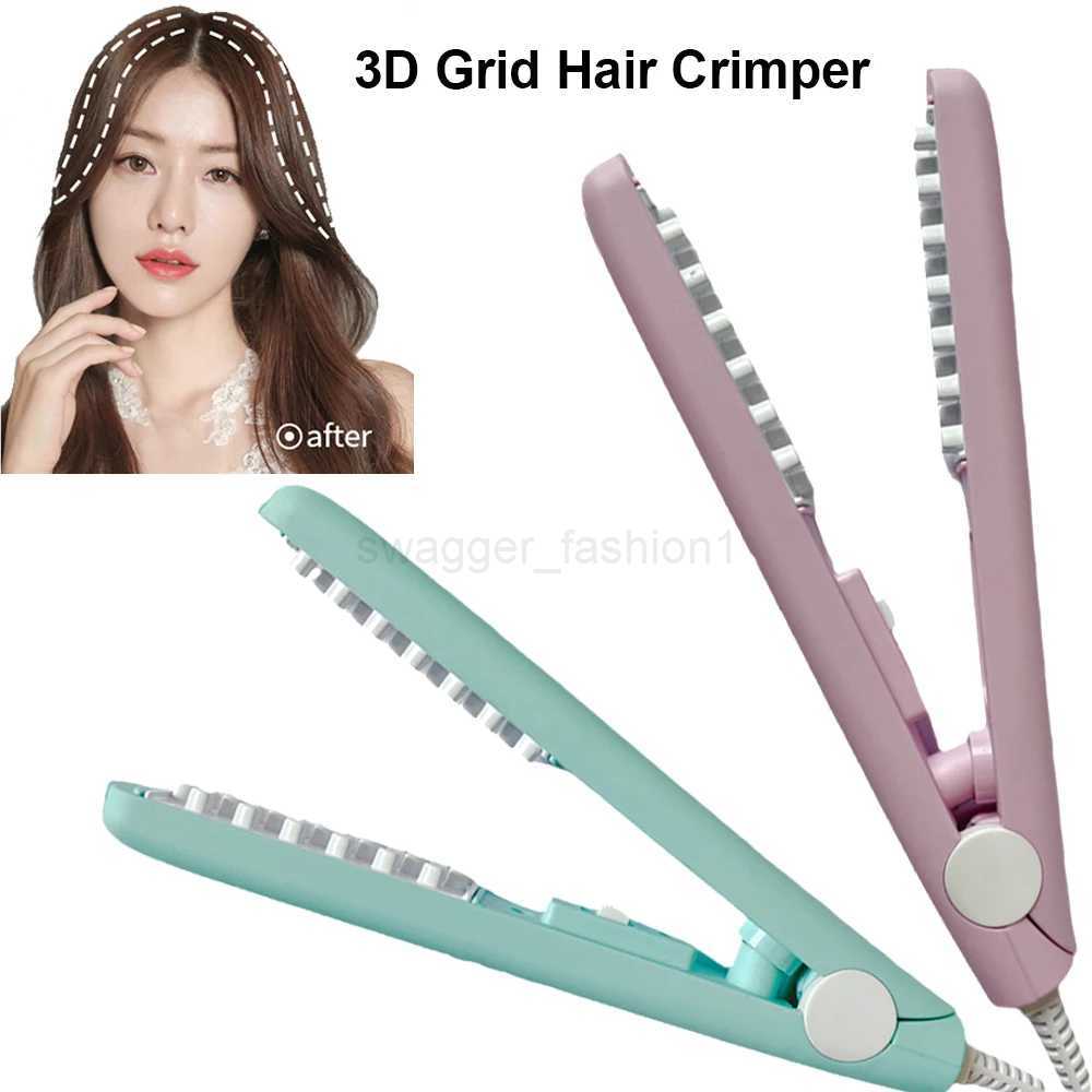 Mini 3D Grid Hair Crimper Curling Iron Volumizing Hair Iron Ceramic Corn Perm Splint Flat Iron Hair Styling Tools Gift for WomenB240719