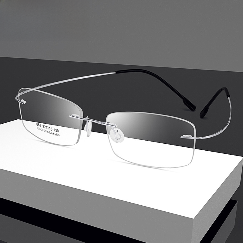 Business Ultra Light Titanium Alloy Super Elastic Metal Danyang Glasses Frame Myopia Rimless Glasses Frame Box Glasses 861