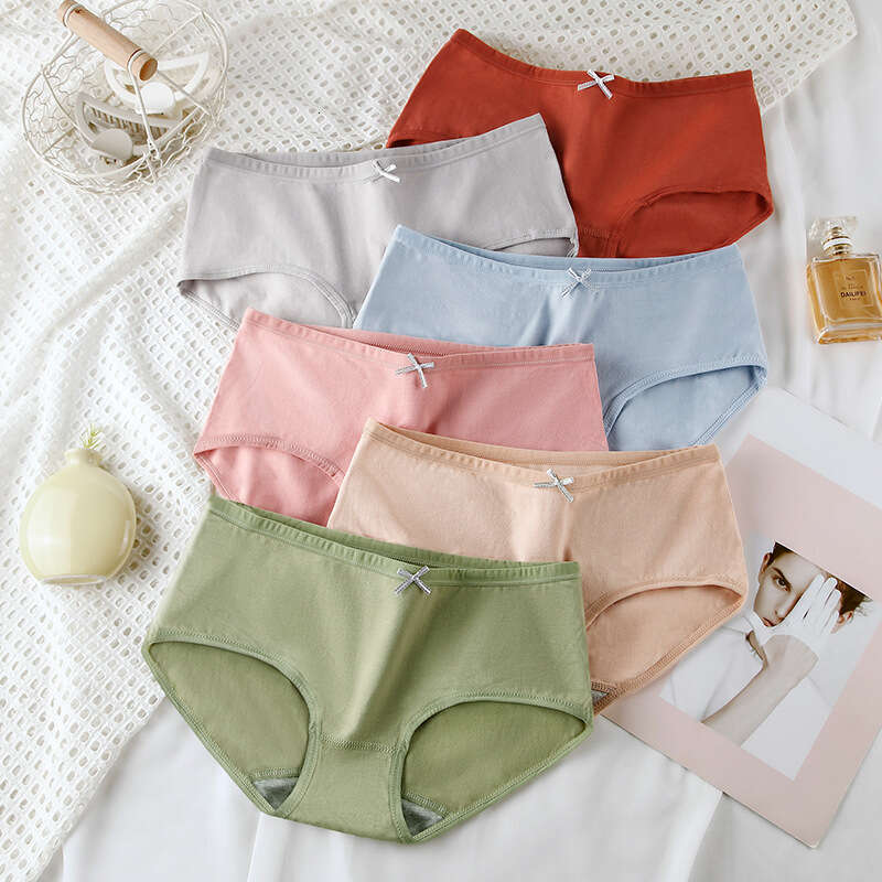 New Solid Color Pure Cotton Simple Triangle Pants Cute Bow Mid Waist Underwear Lingerie Underwears Woman Women Underwear Underwear Women Calzoncillos 