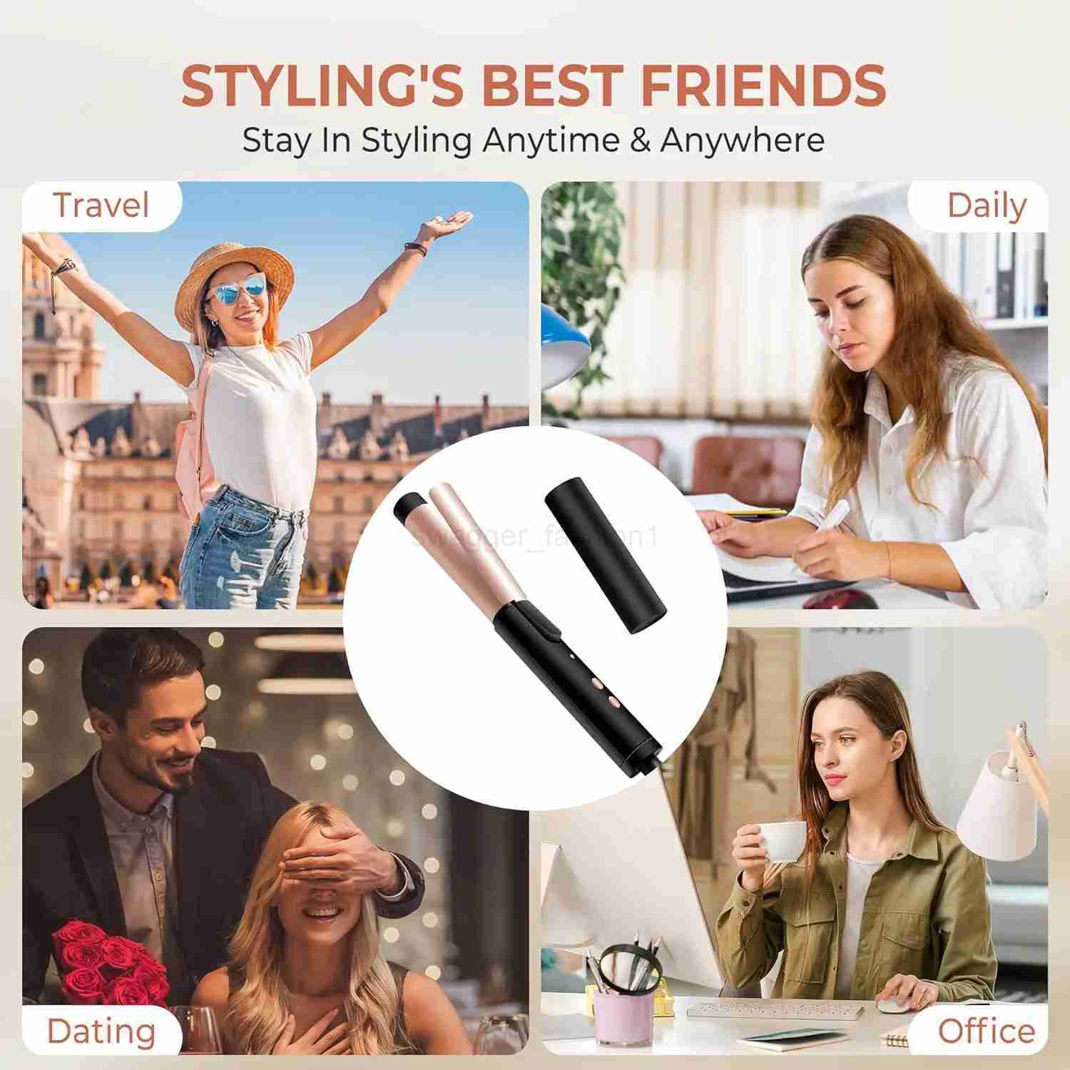 Mini Curling Iron for Short Hair 25mm 3 Temps Ceramic LED Display 160-200 Travel BagB240719