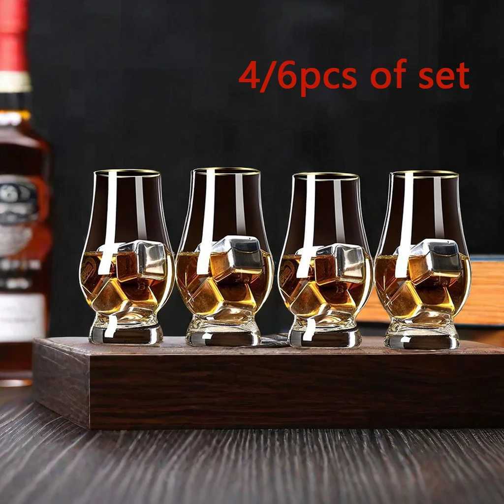6/4 pcs Crystal Whiskey Barware Wine Glasses Set Glass Mugs for Liquor Scotch Bourbon Drink Drinking Smelling Glass Cup SetB240719