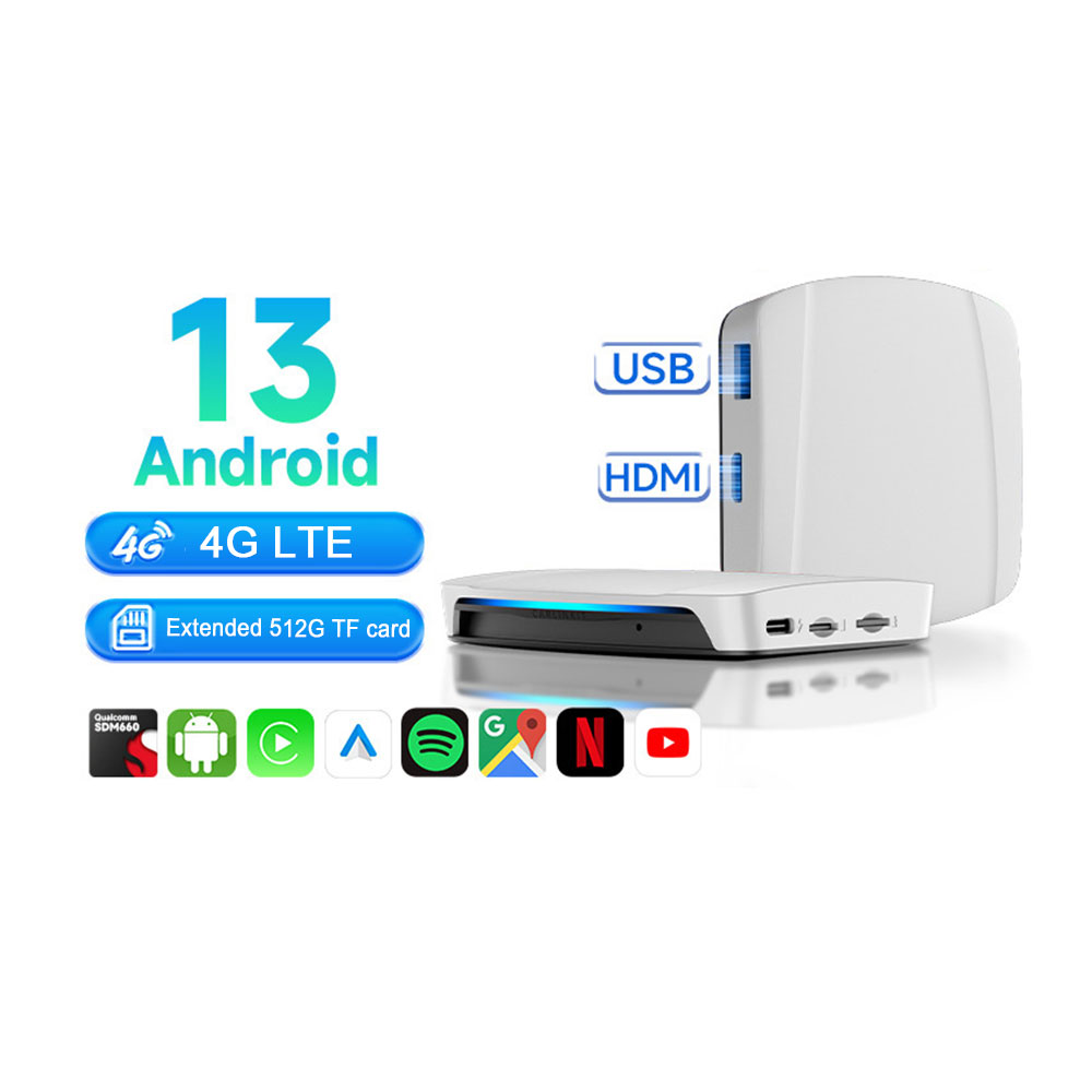 Carlinkit TBOX UHD android 13 carplay ai box with HD port QCM660 4G SIM CARD WIFI BT wireless carplay adapter Car android APP youtube netflix google e