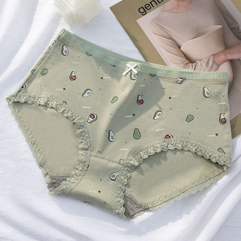 Graphite Antibacterial Printed Bow, Cute with Lace Edges and No Trace, Women's Underwear Panties Calecon Lingerie Underwears Woman Women Underwea