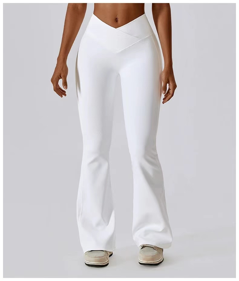 A Yoga Flared Pants Long Ladies High Waist Belly Ninth Bell-bottom Trousers Shows Legs Yoga Fitness 8333