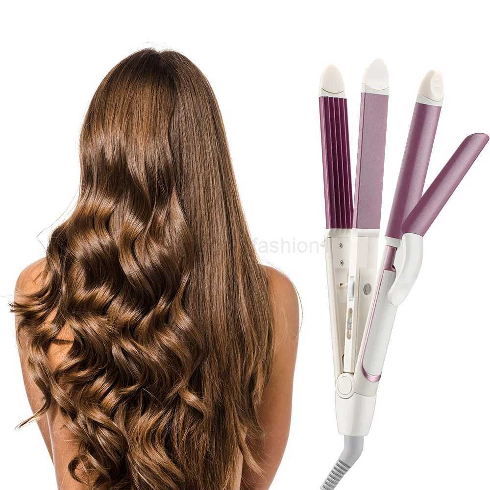 3 in 1 Electric Hair Curler and Straightener Personal Hair Styling Tools Wave Tourmaline Ceramic Styler Curling IronB240719