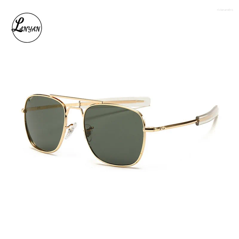 Sunglasses Aviation Men Women American Army Military Optical AO Rectangle Glass Lens Pilot Uv400