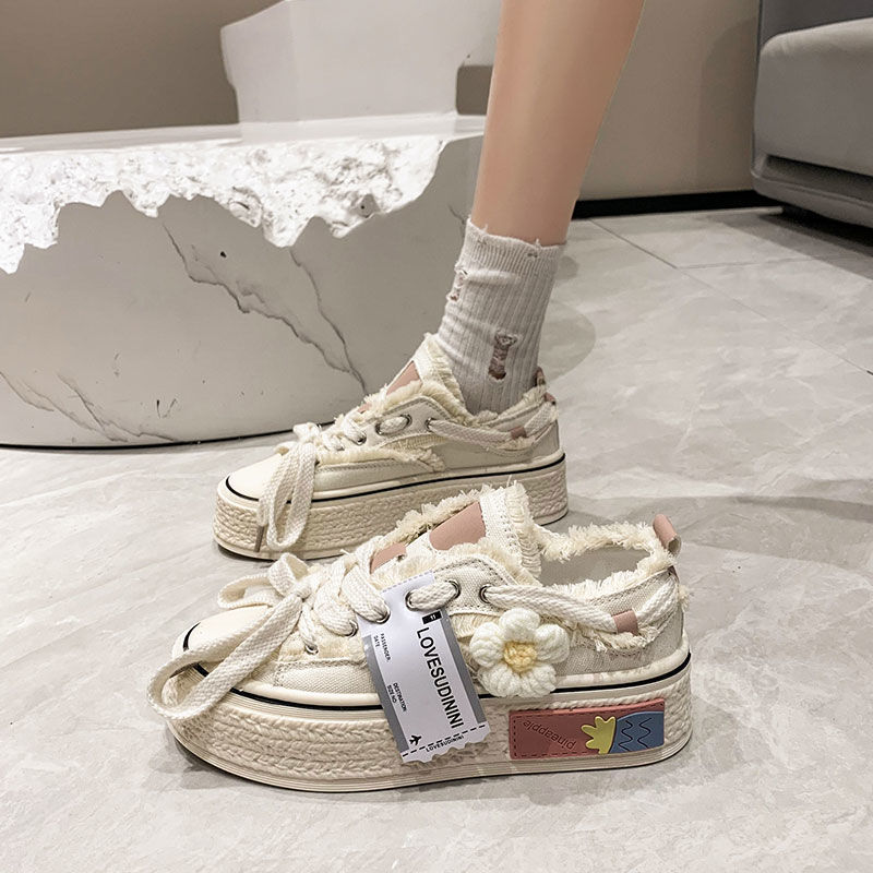 Designer Shoes In Black And White Women Wer Design Canvas Shoes Breathable Thick Sole Versatile Black Free Shipping