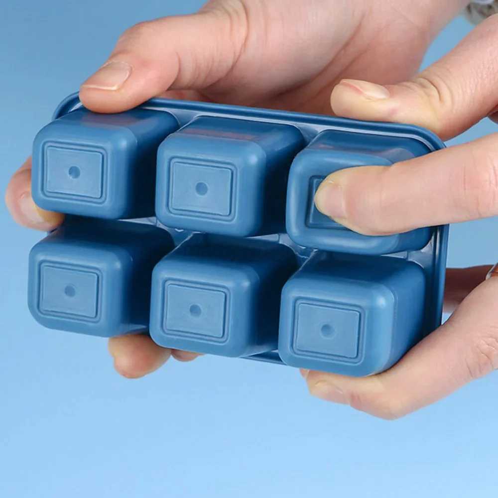 Silicone Ice Mold Food Grade 6 Grids Ice Cream Block DIY Drink Cream Tray Home Kitchen Fridge Storage Cubes Kitchen AccessoriesM240719
