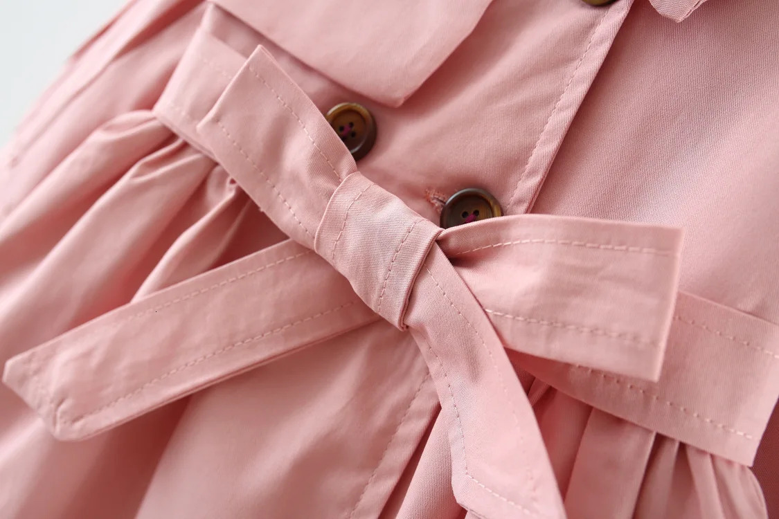 Childrens Clothing Girls Coat Kids Jacket Childrens Spring Autumn Korean Style Cute Long Trench Baby Girls Windbreaker 240711