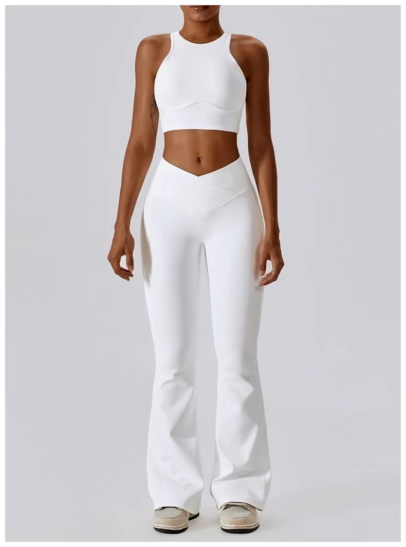 A Yoga Flared Pants Long Ladies High Waist Belly Ninth Bell-bottom Trousers Shows Legs Yoga Fitness 8333