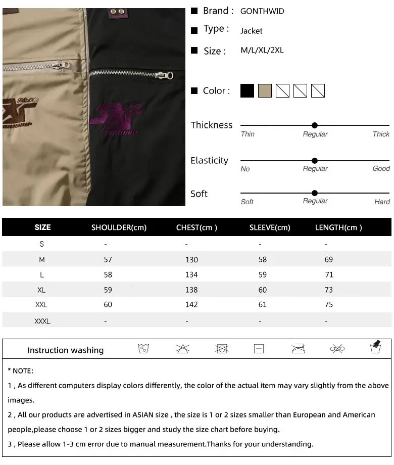 Men Cargo Jackets Y2K Streetwear Vintage Multi Pockets Patchwork Zipper Bomber Baseball Coats Streetwear Harajuku Outdoor 240717