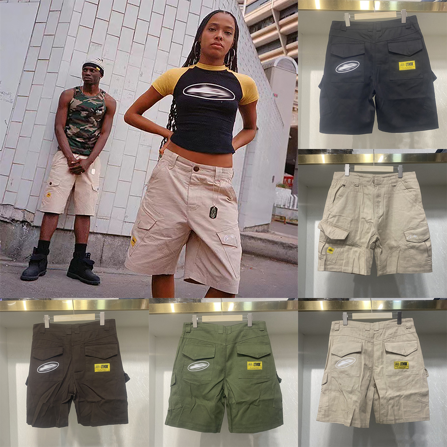 Designer Men's Shorts Embroidered Logo High Street Vintage Multi-Pocket Hip Hop Cargo Shorts Summer Mens Womens Loose Cargo Pants Streewear