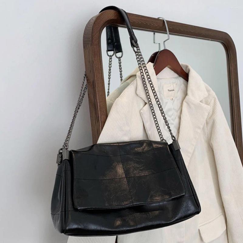 2025 NEW Drawstring PU Leather Fashion Sg Bag Large Capacity Women Crossbody Adjustable Strap Solid Color Tote Chain Travel Bags zhanyishengli