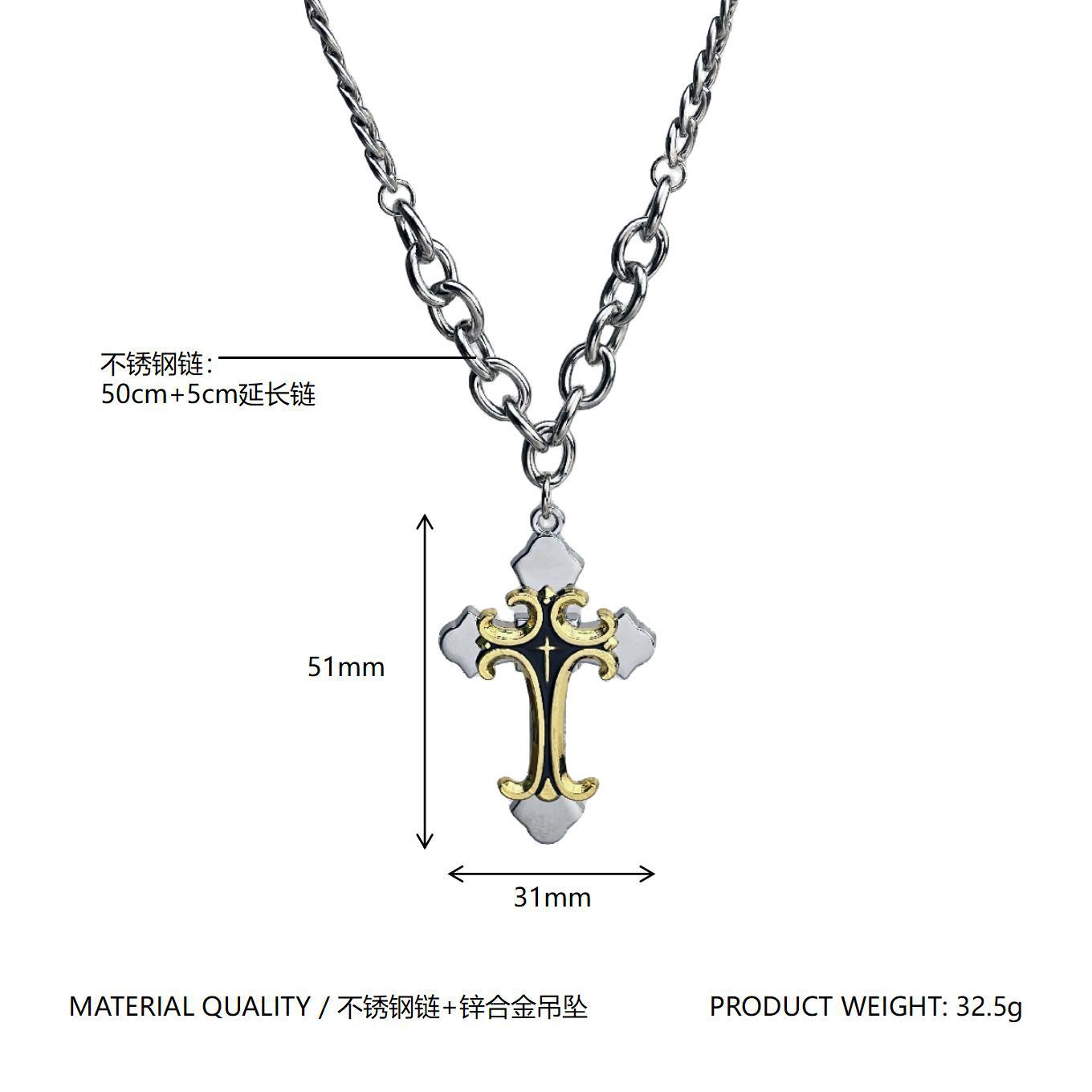 Fashion Unisex's Men Stainless Steel Silver Cross Necklace Pendant Chain Jewelry Gift