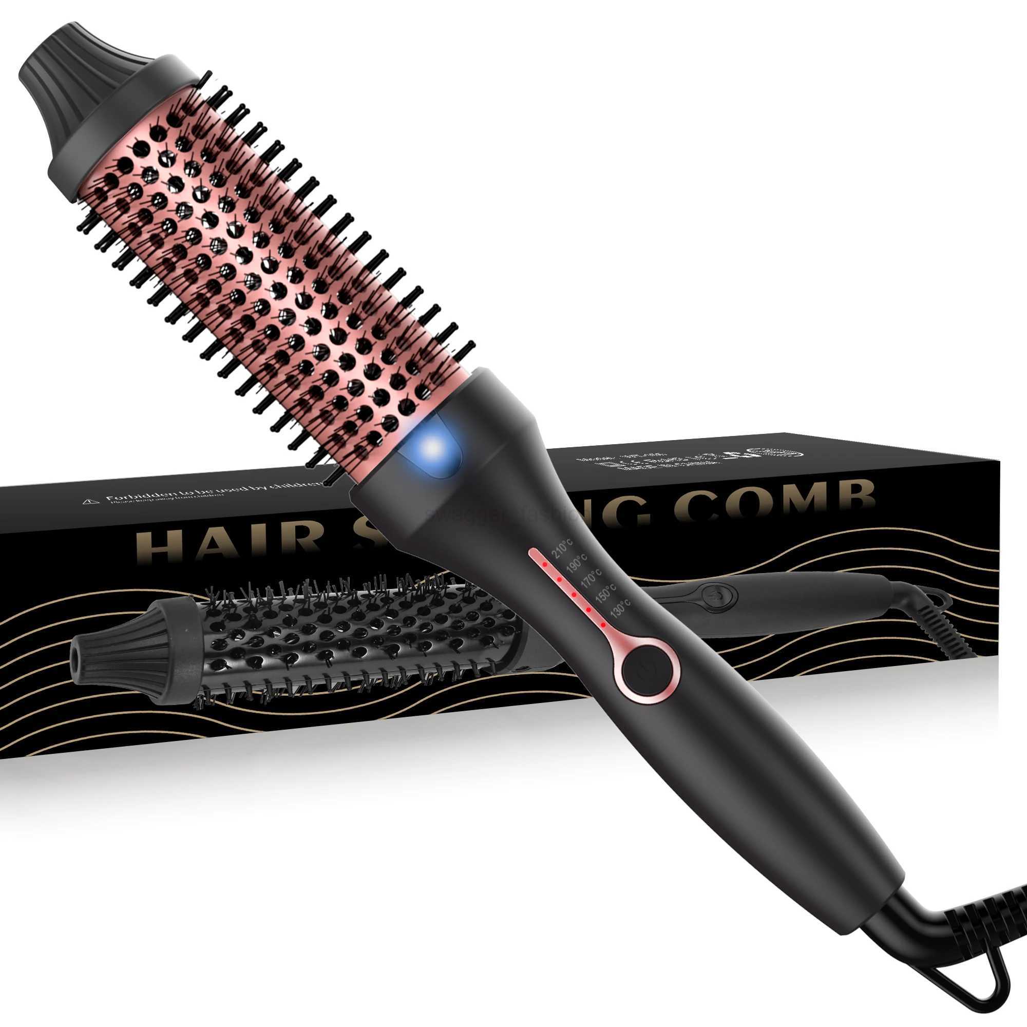 Ceramic Hot Brush Curling Iron Brush Double PTC Heated Thermal Brush Tourmaline Ionic Hair Curler Digital Display Curling WandB240719