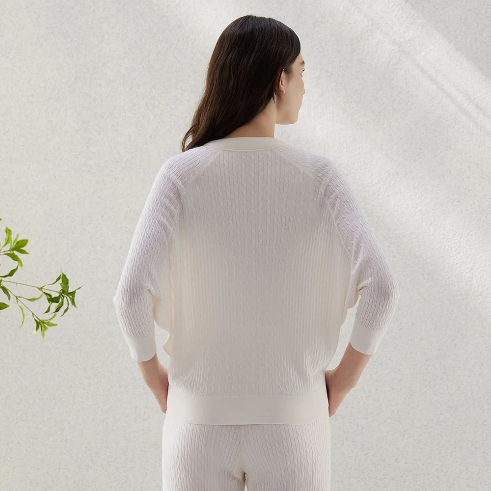 BC-40 Italian Minimalist Style High-Quality Womens Clothing Silk Wool Sweater Cardigan ladies clothes 240715