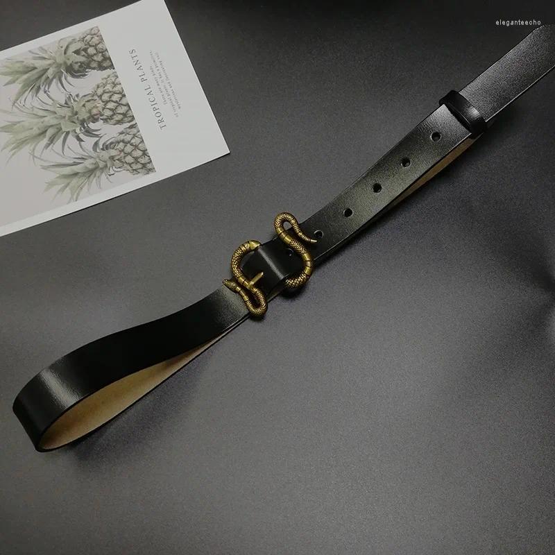 Belts Women High Quality Belt Snake Buckle Ceinture Femme Genuine Leather Mens Man Jeans