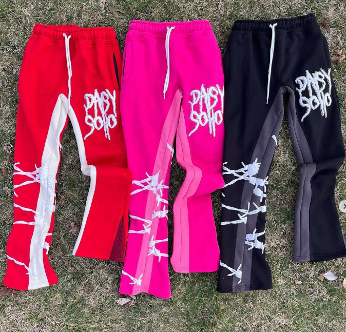 Y2K Vintage Streetwear Track Pant Women Harajuku Wide Leg Sweatpants Oversize Letter star Print Joggers Trousers Straight-legged 240428