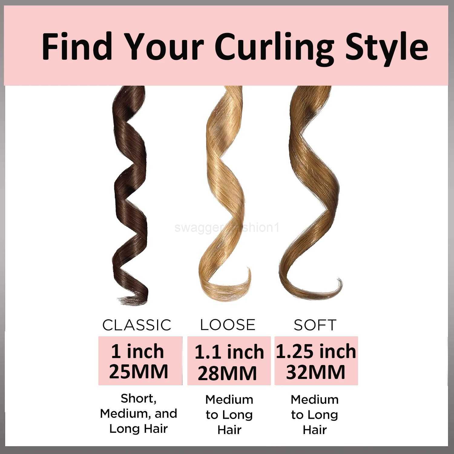 Clipped Curling Iron 1 Inch Professional Hair Curler 25MM Rotating Curling Wand Ceramic Curling Irons Hair Waving Style ToolB240719
