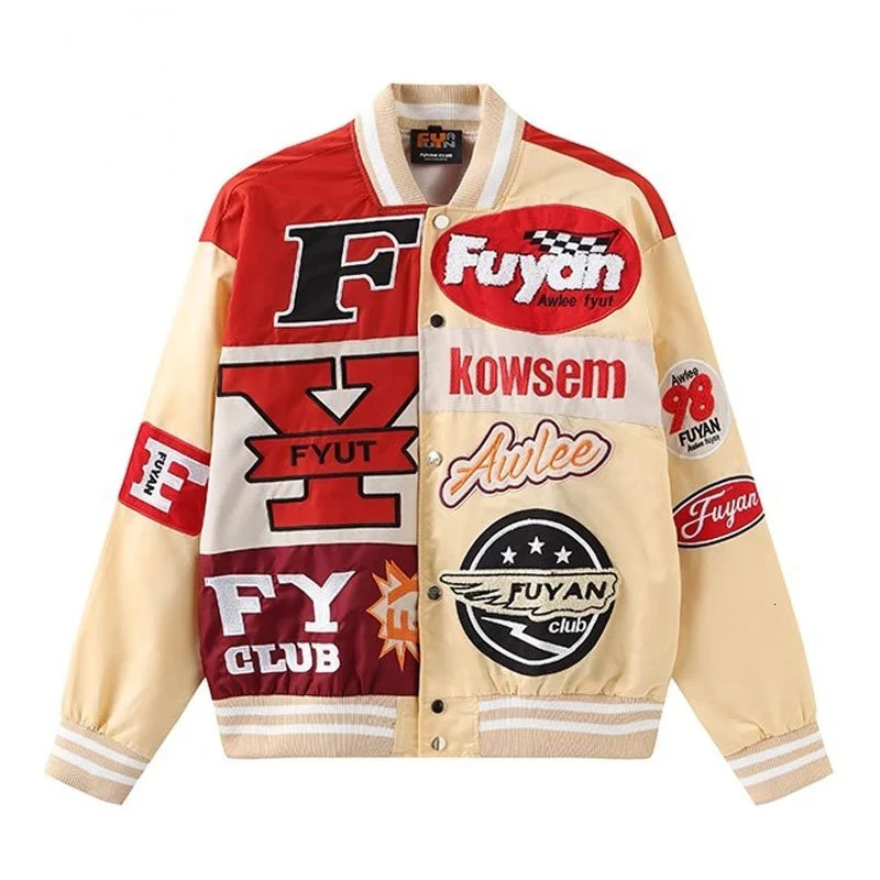 Motorcycle Racing Jacket Bomber Men Y2k Spring Varsity Jacket American Letter Embroidery Baseball Long Sleeve Jackets Coat 240717