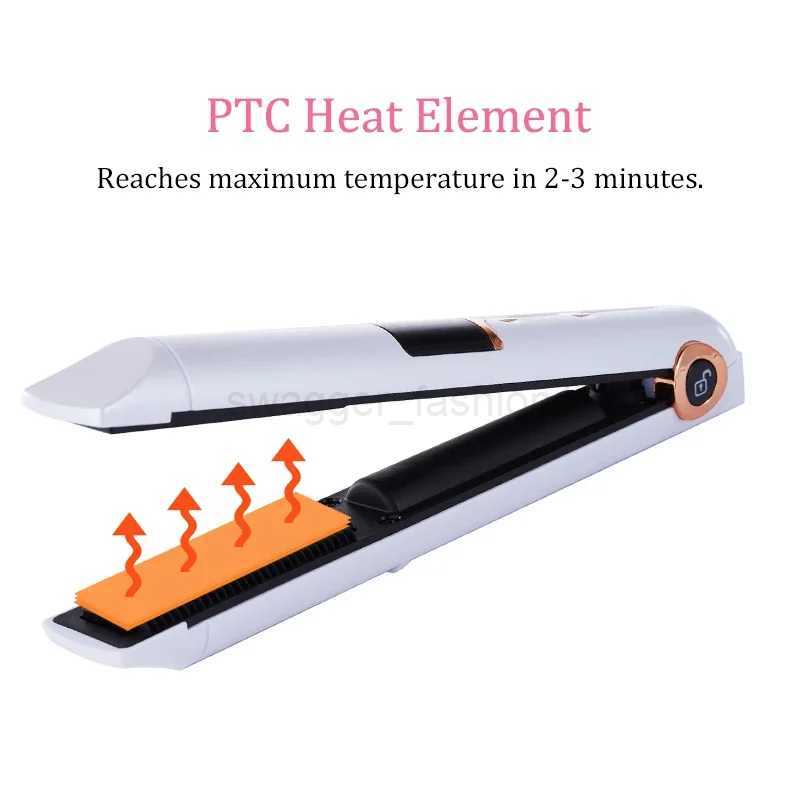 Portable USB Rechargeable Hair Straightener With Power Bank Lock System Travel Flat Irons Wireless Straightening Hair CurlerB240719