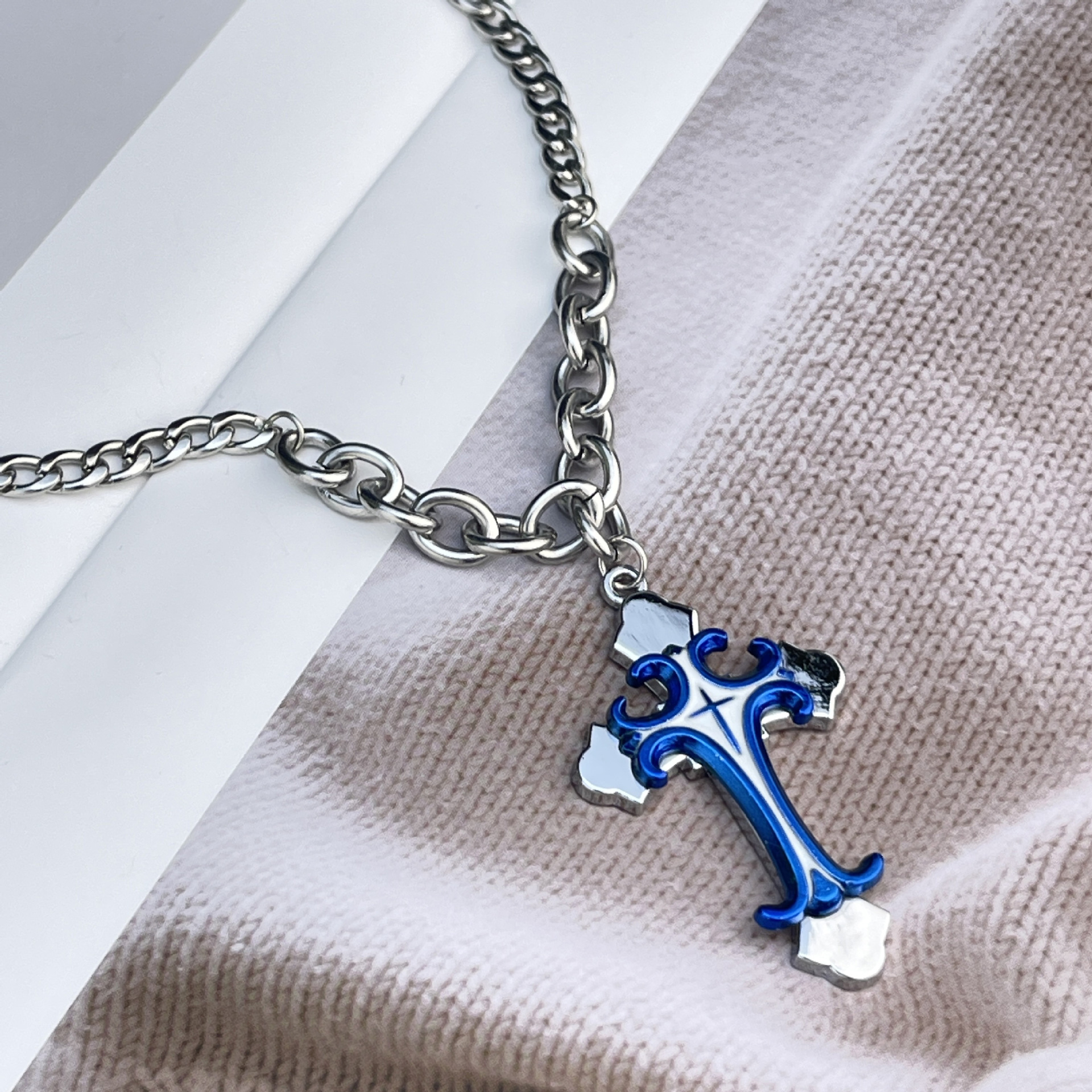 Fashion Unisex's Men Stainless Steel Silver Cross Necklace Pendant Chain Jewelry Gift
