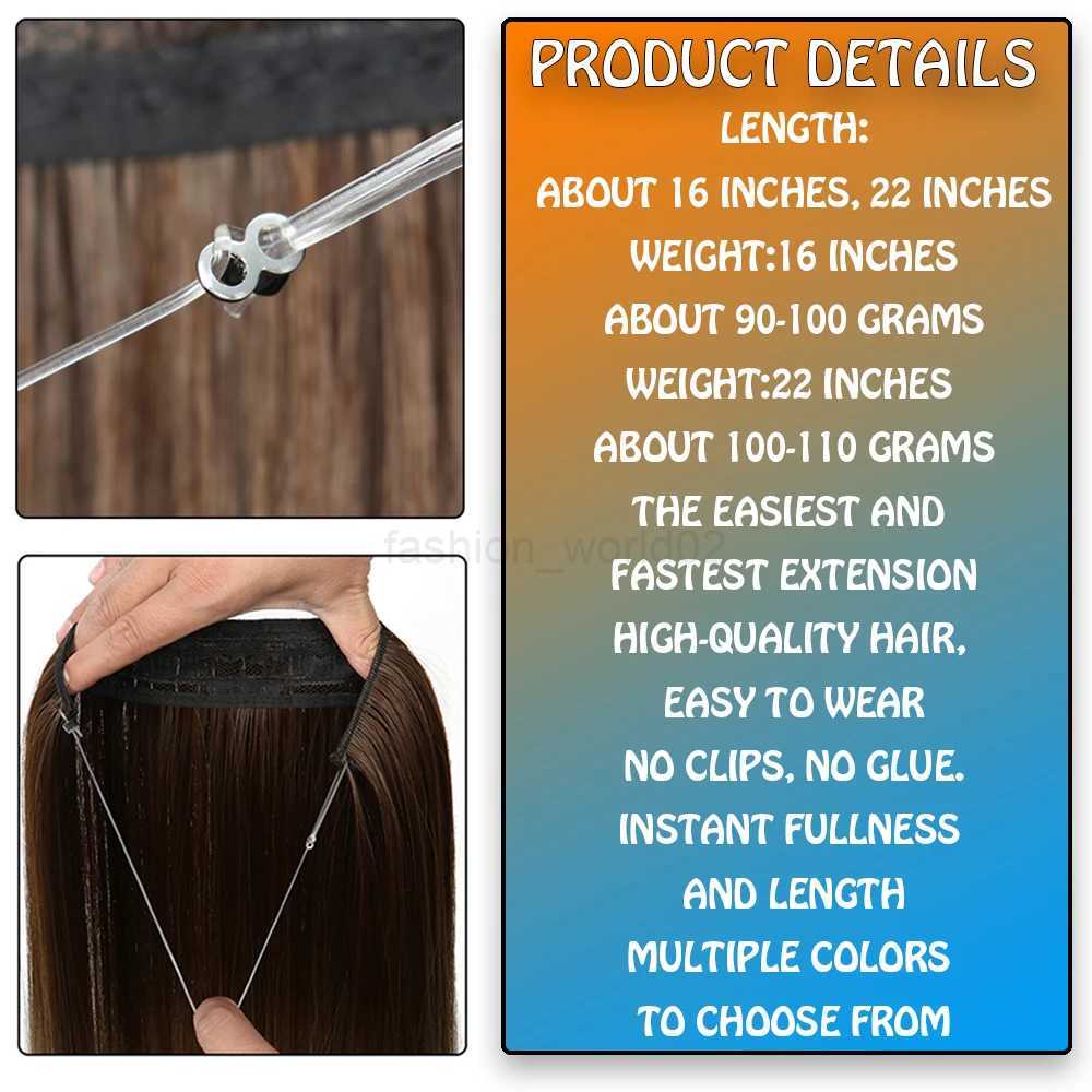 No clip natural hair synthetic long straight hair blonde hair black mixed fake hairX240719