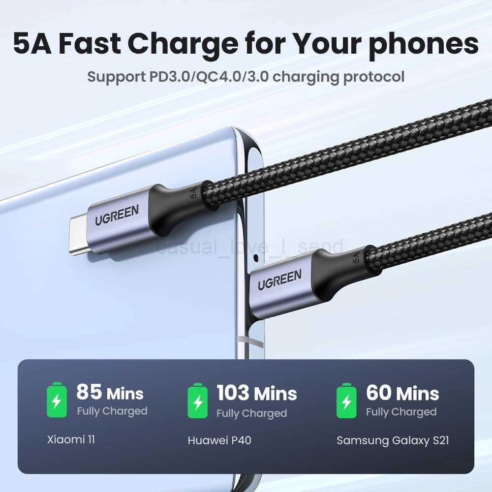 UGREEN 100W USB Type C To USB C Cable For Samsung Galaxy S24 For iPhone 15 Macbook PD Fast Charging Charger 5A Fast USB CCL240719