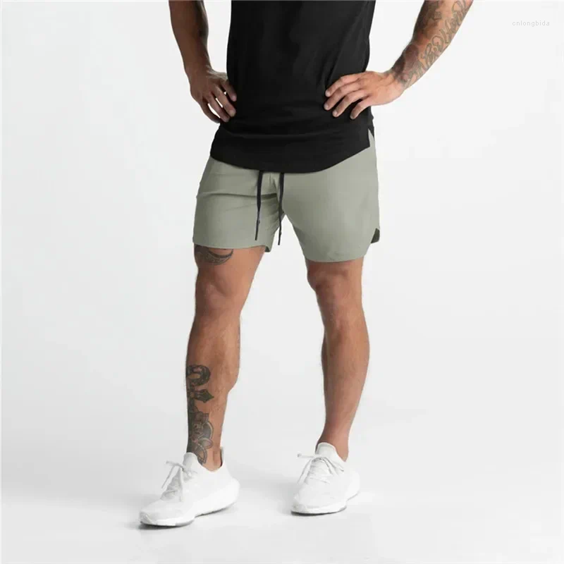 CNLONGBIDA Mens Shorts Men Running Bodybuilding Man Summer Gyms Workout Male Breathable Quick Dry Sportswear Jogger Multi-pocket