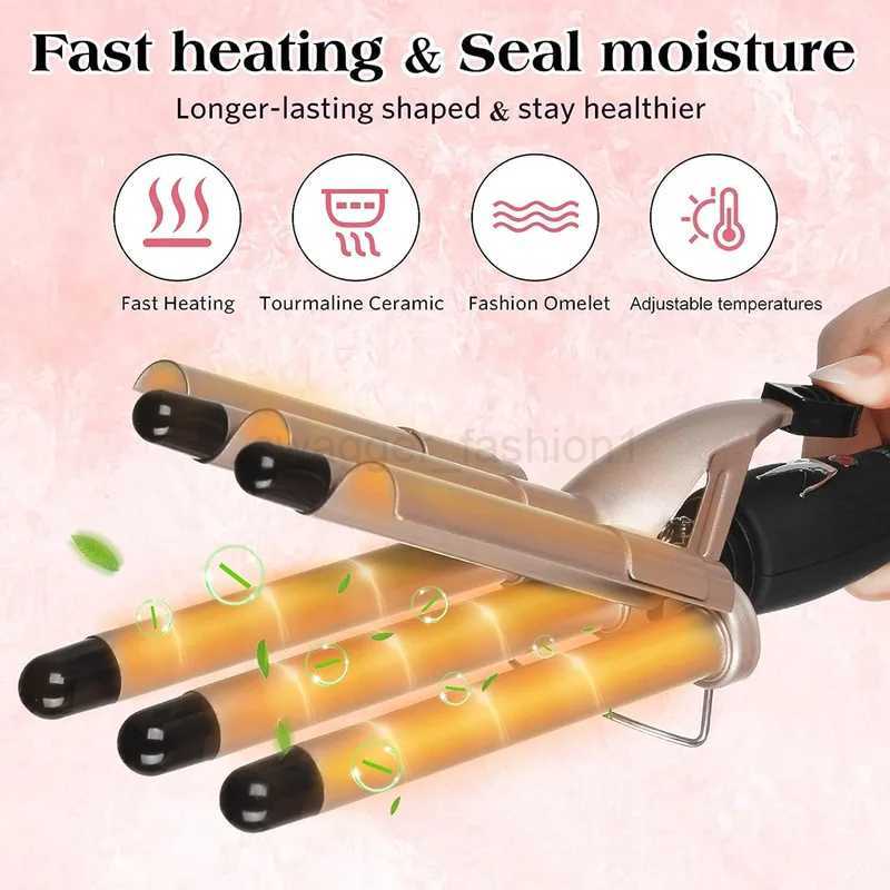 5 Tube Hair Curler Fast Heating Big Wave Curling Iron Ceramic Five Stick Egg Curl Hair Waver Tools For All Types Of HairB240719