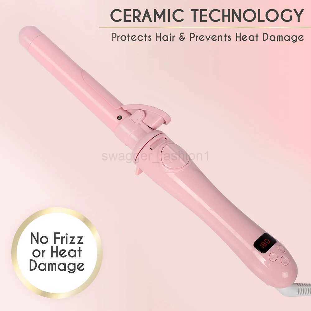 Clipped Curling Iron 1 Inch Professional Hair Curler 25MM Rotating Curling Wand Ceramic Curling Irons Hair Waving Style ToolB240719