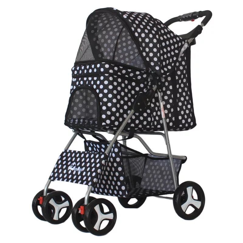 Foldable Pet Products 4 Wheel Small Pet Stroller with Window for Cat/Pet