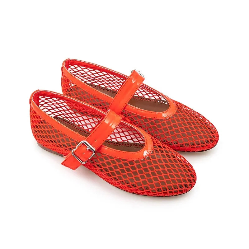 European and American spring summer breathable comfortable flat bottomed mesh shoes for womens ballet dance 240718